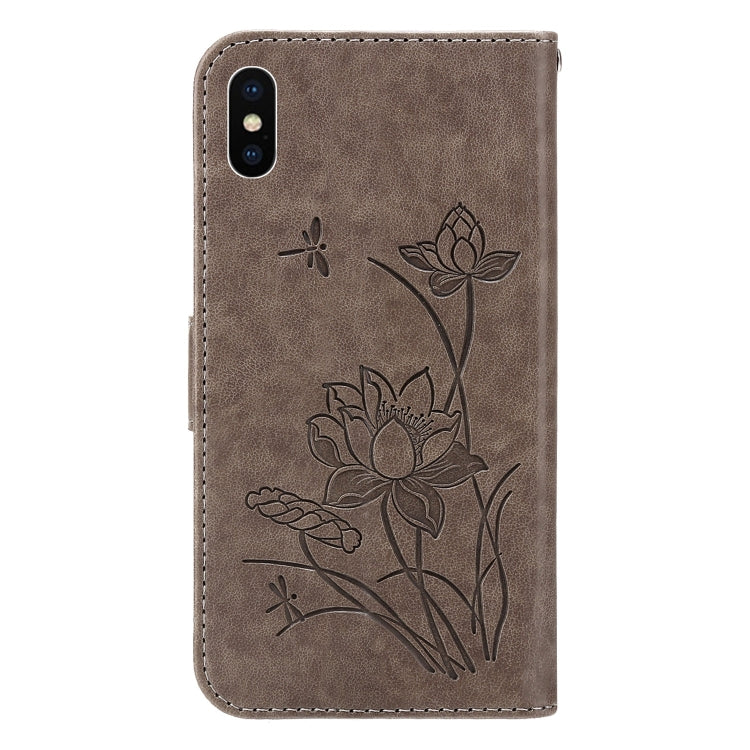 For iPhone X / XS Lotus Embossed Leather Phone Case