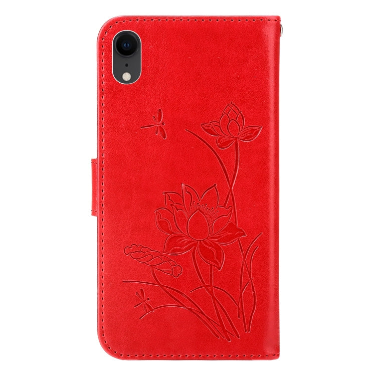 For iPhone XR Lotus Embossed Leather Phone Case