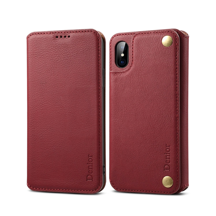 For iPhone X / XS Denior V4 Luxury Car Cowhide Horizontal Flip Leather Case with Holder & Card Slots & Wallet