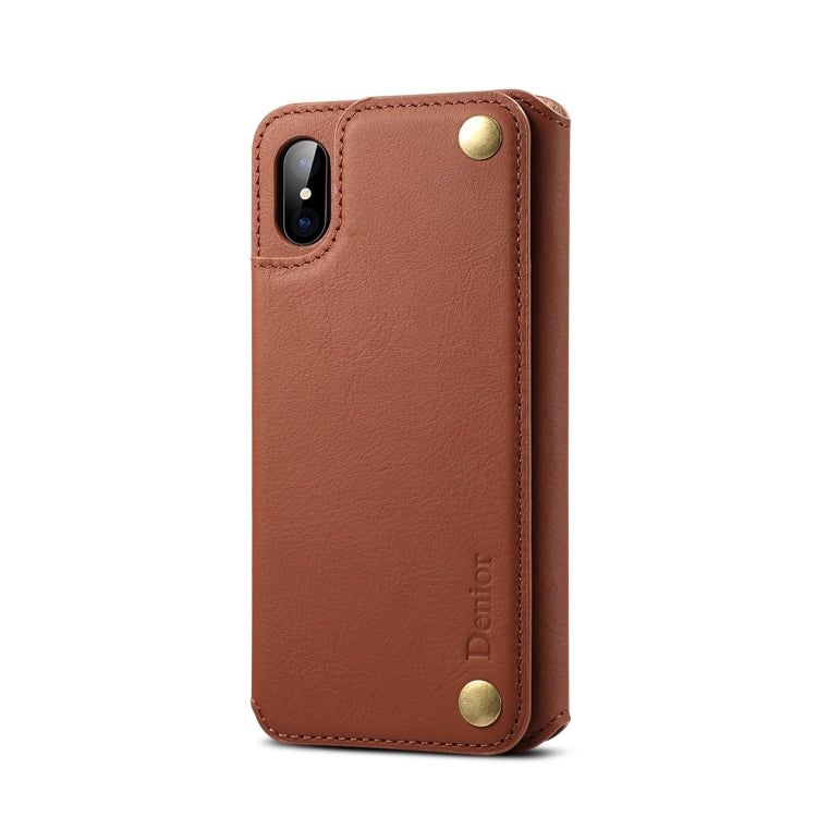 For iPhone X / XS Denior V4 Luxury Car Cowhide Horizontal Flip Leather Case with Holder & Card Slots & Wallet