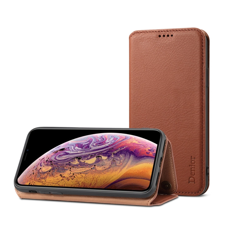 For iPhone X / XS Denior V4 Luxury Car Cowhide Horizontal Flip Leather Case with Holder & Card Slots & Wallet