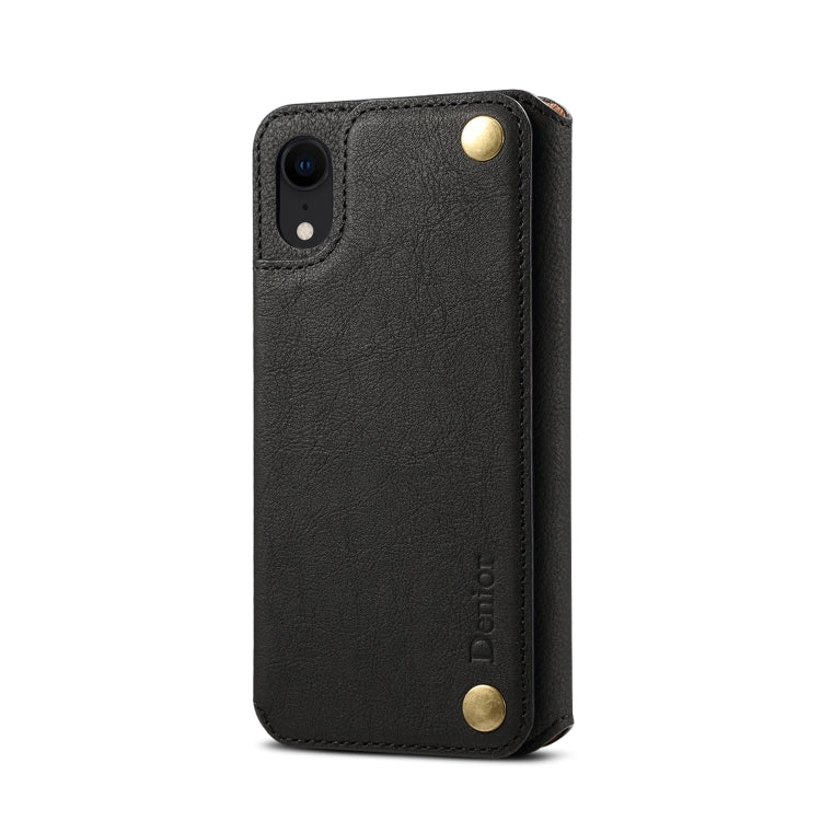 For iPhone XR Denior V4 Luxury Car Cowhide Horizontal Flip Leather Case with Holder & Card Slots & Wallet