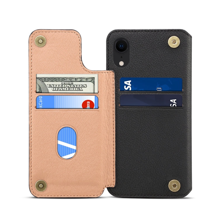 For iPhone XR Denior V4 Luxury Car Cowhide Horizontal Flip Leather Case with Holder & Card Slots & Wallet