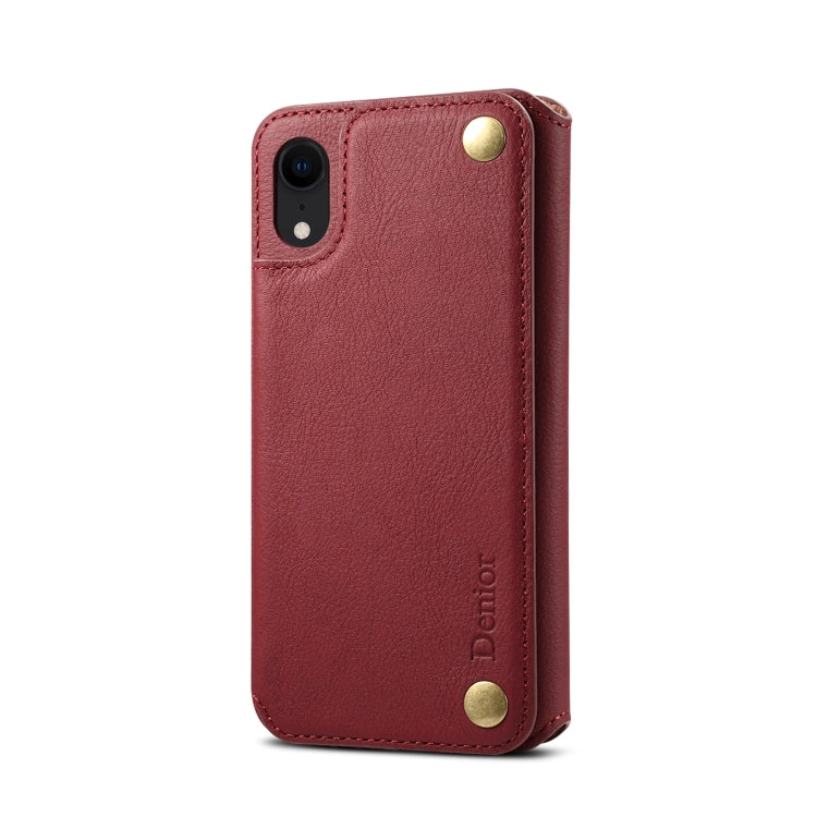 For iPhone XR Denior V4 Luxury Car Cowhide Horizontal Flip Leather Case with Holder & Card Slots & Wallet