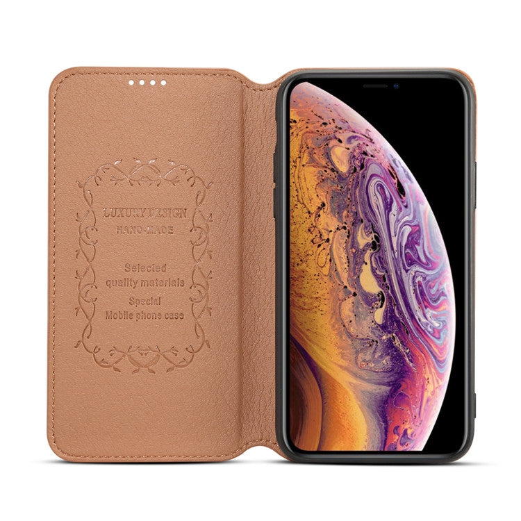 For iPhone XR Denior V4 Luxury Car Cowhide Horizontal Flip Leather Case with Holder & Card Slots & Wallet