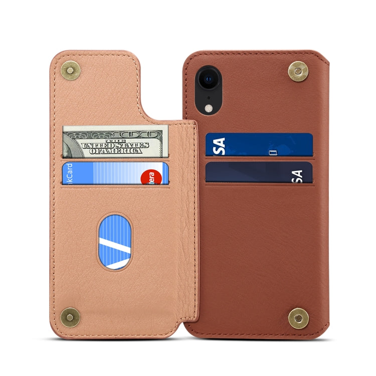 For iPhone XR Denior V4 Luxury Car Cowhide Horizontal Flip Leather Case with Holder & Card Slots & Wallet