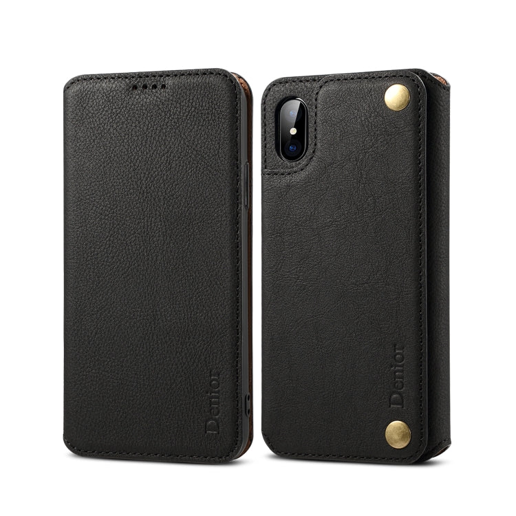 For iPhone XS Max Denior V4 Luxury Car Cowhide Horizontal Flip Leather Case with Holder & Card Slots & Wallet
