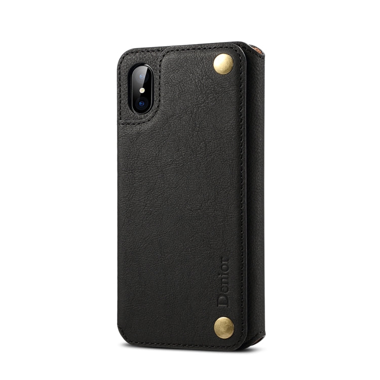 For iPhone XS Max Denior V4 Luxury Car Cowhide Horizontal Flip Leather Case with Holder & Card Slots & Wallet