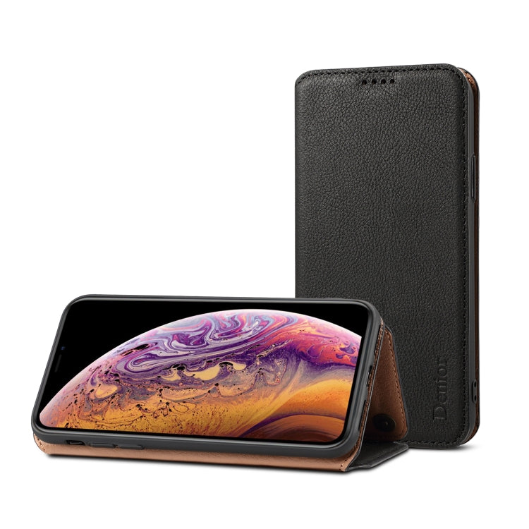 For iPhone XS Max Denior V4 Luxury Car Cowhide Horizontal Flip Leather Case with Holder & Card Slots & Wallet