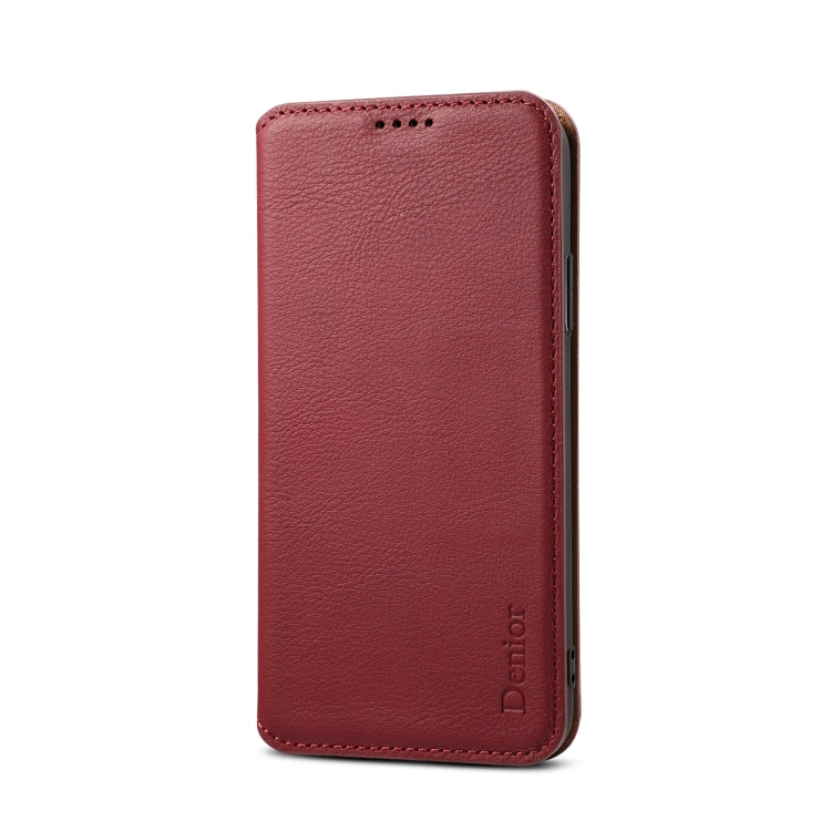 For iPhone XS Max Denior V4 Luxury Car Cowhide Horizontal Flip Leather Case with Holder & Card Slots & Wallet