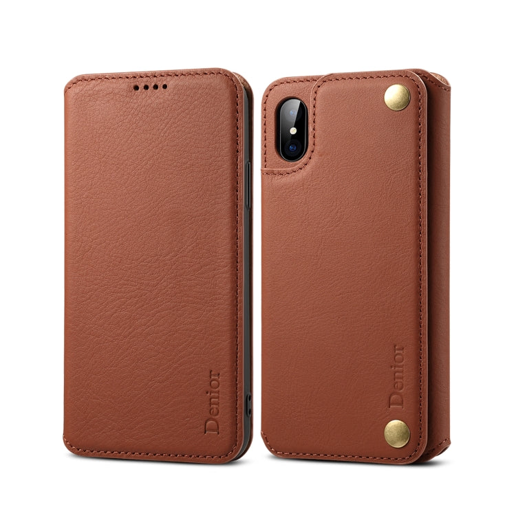 For iPhone XS Max Denior V4 Luxury Car Cowhide Horizontal Flip Leather Case with Holder & Card Slots & Wallet