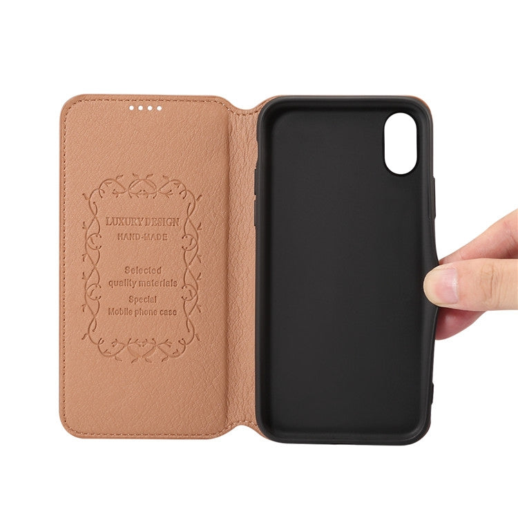 For iPhone XS Max Denior V4 Luxury Car Cowhide Horizontal Flip Leather Case with Holder & Card Slots & Wallet