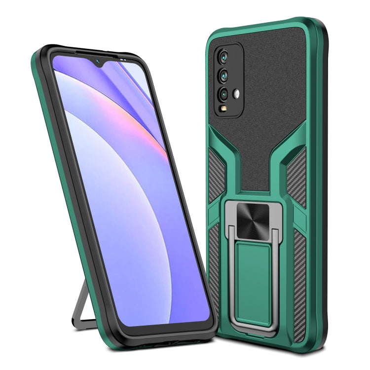 For Xiaomi Redmi Note 9 4G Armor 2 in 1 PC + TPU Magnetic Phone Case