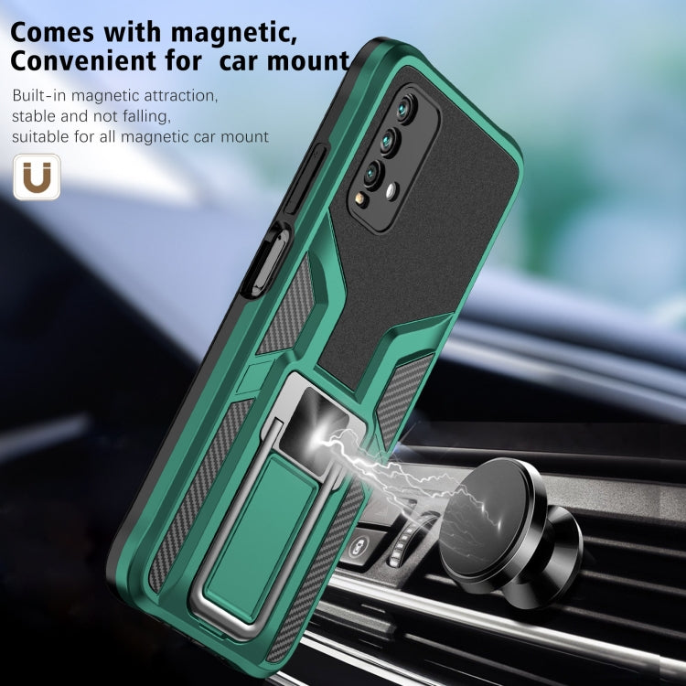 For Xiaomi Redmi Note 9 4G Armor 2 in 1 PC + TPU Magnetic Phone Case