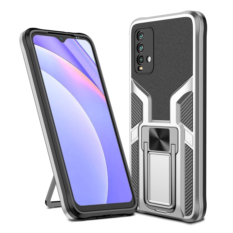 For Xiaomi Redmi Note 9 4G Armor 2 in 1 PC + TPU Magnetic Phone Case
