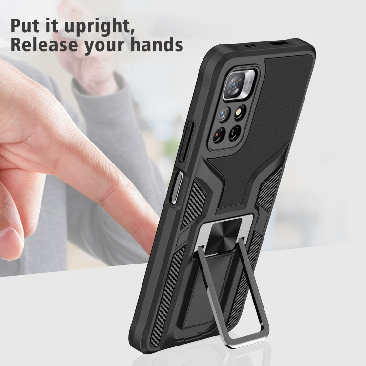 For Xiaomi Redmi Note 11 5G Armor 2 in 1 PC + TPU Magnetic Phone Case