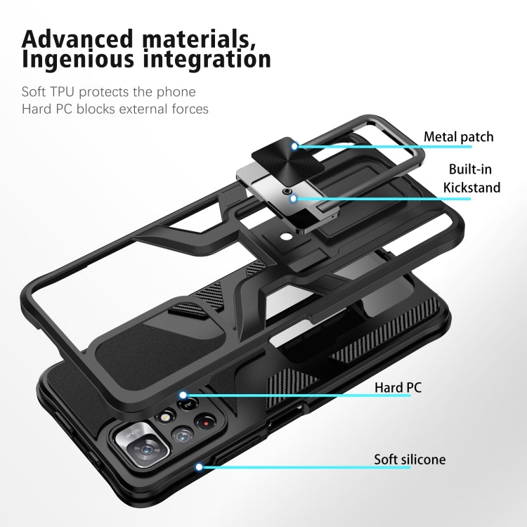 For Xiaomi Redmi Note 11 5G Armor 2 in 1 PC + TPU Magnetic Phone Case