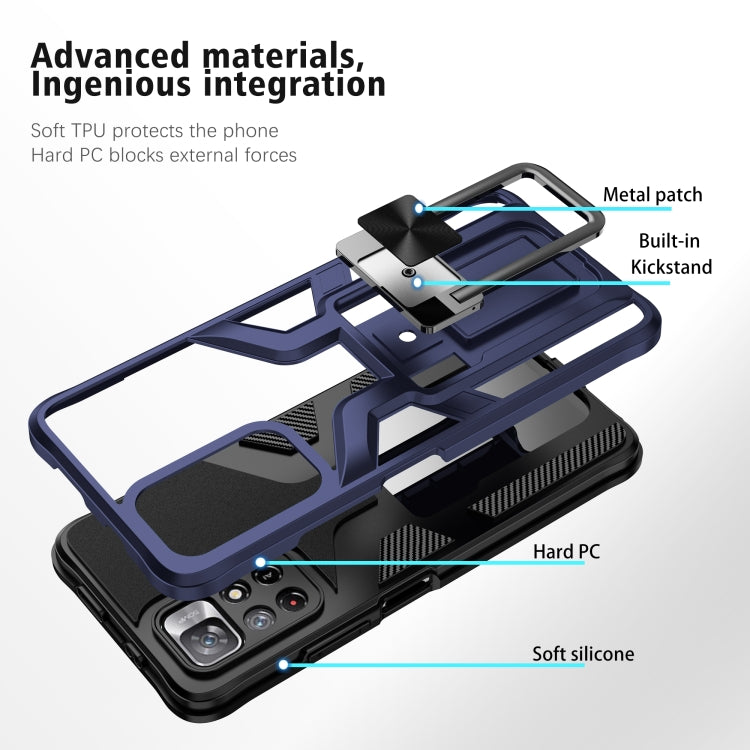 For Xiaomi Redmi Note 11 5G Armor 2 in 1 PC + TPU Magnetic Phone Case