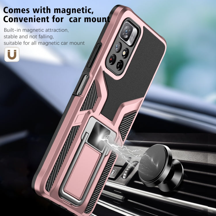 For Xiaomi Redmi Note 11 5G Armor 2 in 1 PC + TPU Magnetic Phone Case