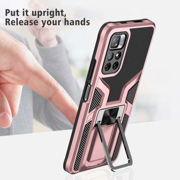 For Xiaomi Redmi Note 11 5G Armor 2 in 1 PC + TPU Magnetic Phone Case