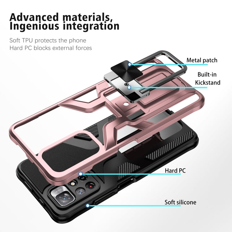 For Xiaomi Redmi Note 11 5G Armor 2 in 1 PC + TPU Magnetic Phone Case