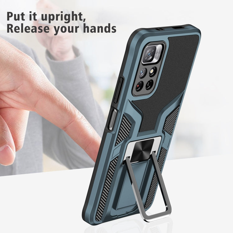 For Xiaomi Redmi Note 11 5G Armor 2 in 1 PC + TPU Magnetic Phone Case