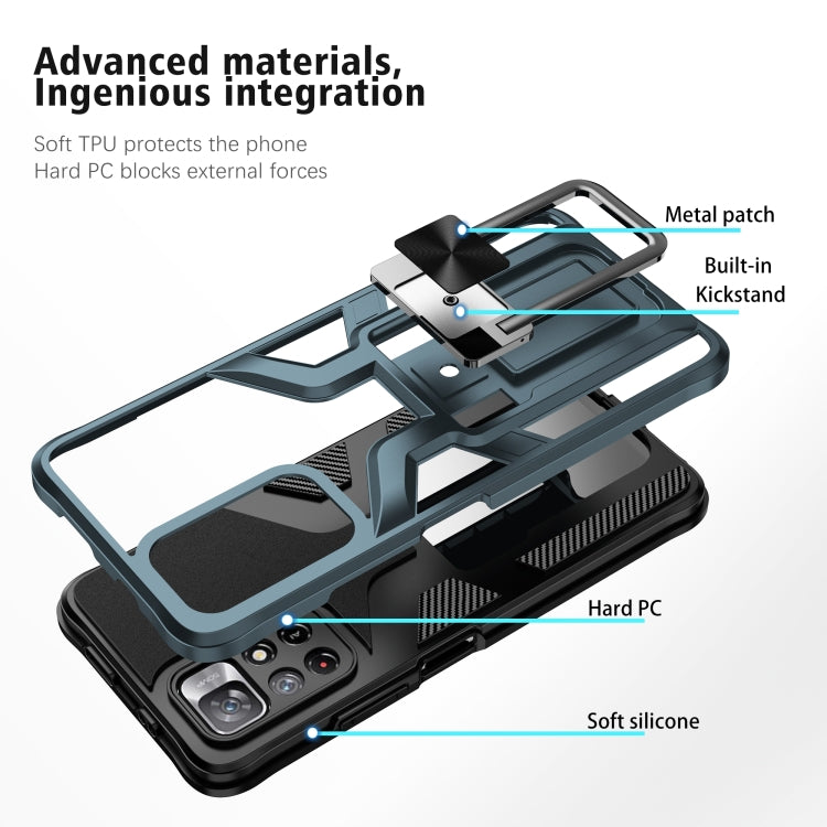 For Xiaomi Redmi Note 11 5G Armor 2 in 1 PC + TPU Magnetic Phone Case