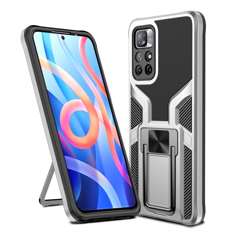 For Xiaomi Redmi Note 11 5G Armor 2 in 1 PC + TPU Magnetic Phone Case