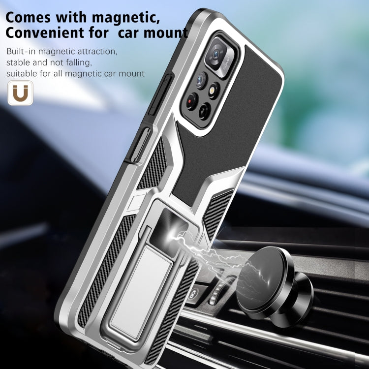 For Xiaomi Redmi Note 11 5G Armor 2 in 1 PC + TPU Magnetic Phone Case
