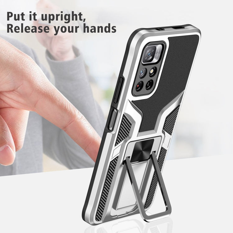 For Xiaomi Redmi Note 11 5G Armor 2 in 1 PC + TPU Magnetic Phone Case