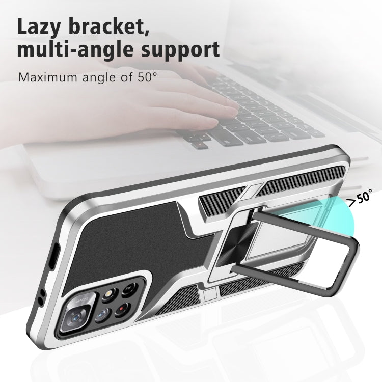 For Xiaomi Redmi Note 11 5G Armor 2 in 1 PC + TPU Magnetic Phone Case