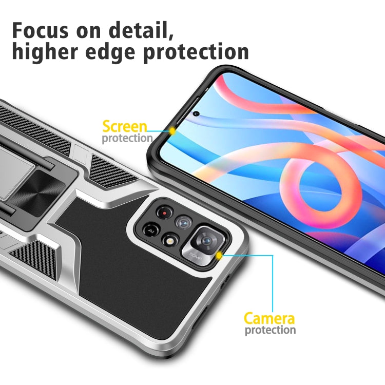 For Xiaomi Redmi Note 11 5G Armor 2 in 1 PC + TPU Magnetic Phone Case