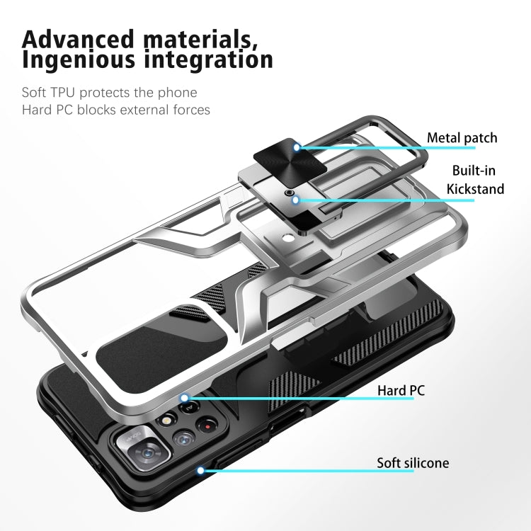 For Xiaomi Redmi Note 11 5G Armor 2 in 1 PC + TPU Magnetic Phone Case