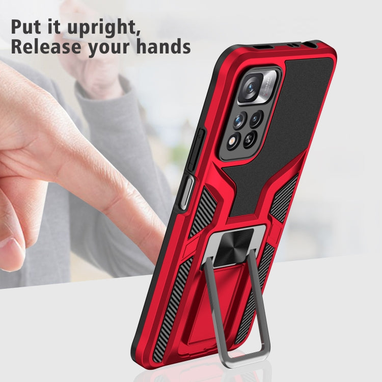 For Xiaomi Redmi Note 11 Pro Armor 2 in 1 PC + TPU Magnetic Phone Case