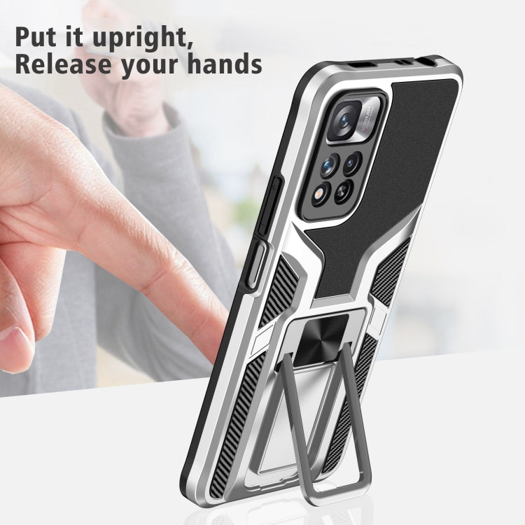 For Xiaomi Redmi Note 11 Pro Armor 2 in 1 PC + TPU Magnetic Phone Case