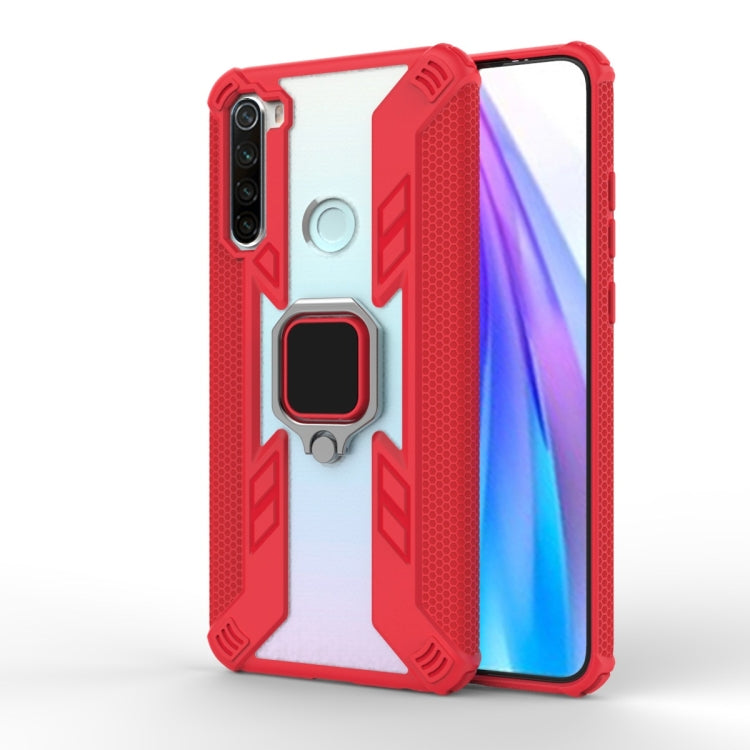 For Xiaomi Redmi Note 8T Iron Warrior Shockproof PC + TPU Protective Case with Ring Holder(Red)