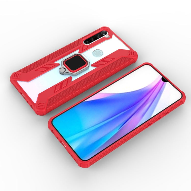 For Xiaomi Redmi Note 8T Iron Warrior Shockproof PC + TPU Protective Case with Ring Holder(Red)