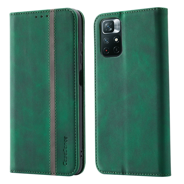 For Xiaomi Redmi Note 11 5G CN Version Splicing Skin Feel Magnetic Leather Phone Case