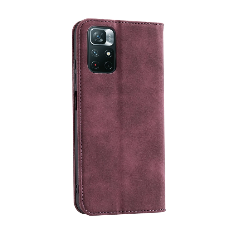 For Xiaomi Redmi Note 11 5G CN Version Splicing Skin Feel Magnetic Leather Phone Case