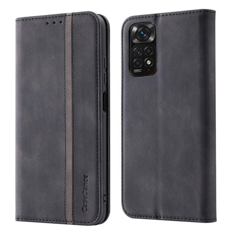 For Xiaomi Redmi Note 11S International Version Splicing Skin Feel Magnetic Leather Phone Case