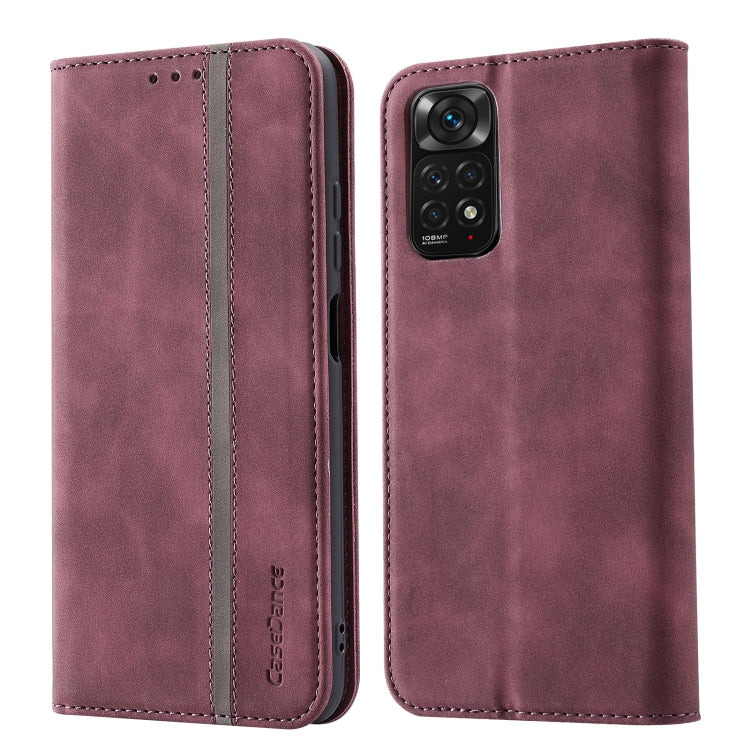 For Xiaomi Redmi Note 11S International Version Splicing Skin Feel Magnetic Leather Phone Case