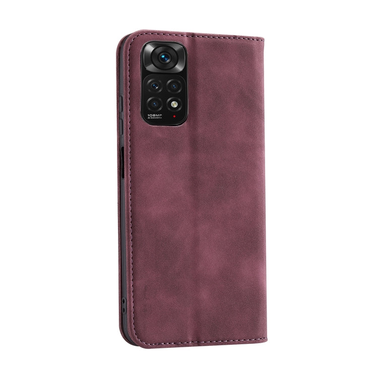 For Xiaomi Redmi Note 11S International Version Splicing Skin Feel Magnetic Leather Phone Case