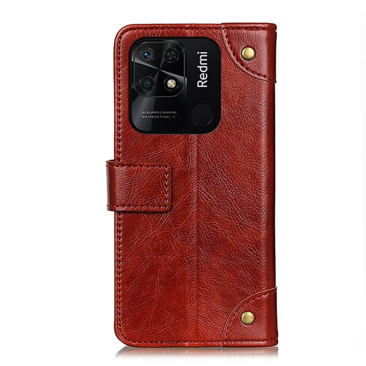 For Xiaomi Redmi 10C/Redmi 10 India/Redmi 10 Power/Poco C40 Copper Buckle Nappa Texture Leather Phone Case