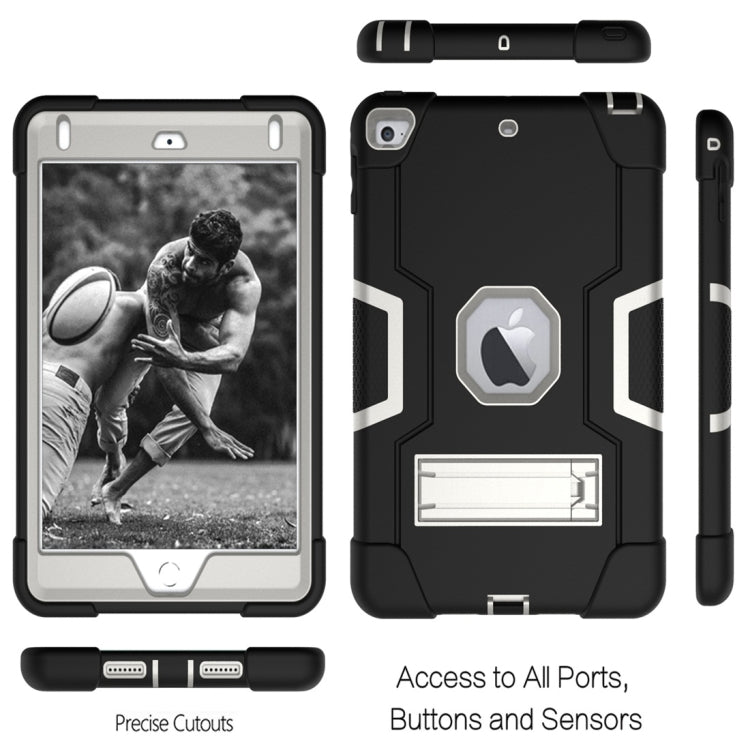 For iPad Mini 5 / 4 Contrast Color Silicone + PC Combination Case with Holder