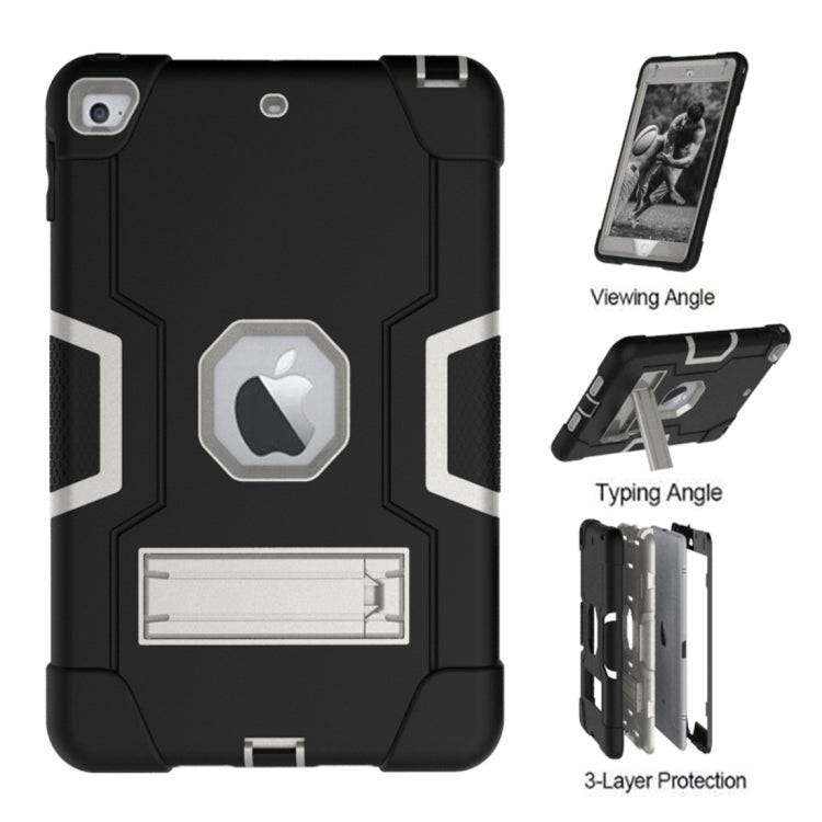 For iPad Mini 5 / 4 Contrast Color Silicone + PC Combination Case with Holder