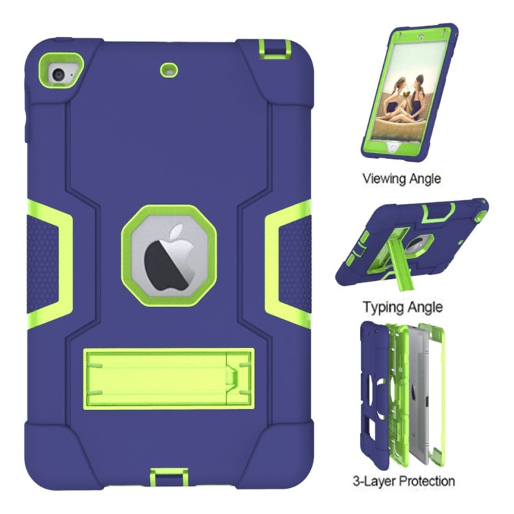 For iPad Mini 5 / 4 Contrast Color Silicone + PC Combination Case with Holder