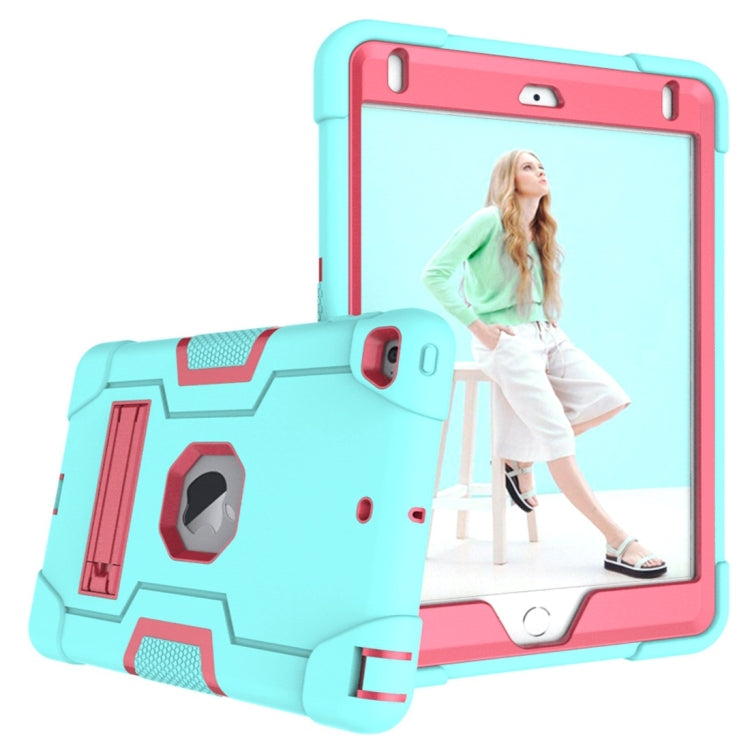 For iPad Mini 5 / 4 Contrast Color Silicone + PC Combination Case with Holder