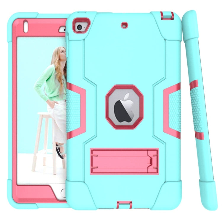 For iPad Mini 5 / 4 Contrast Color Silicone + PC Combination Case with Holder