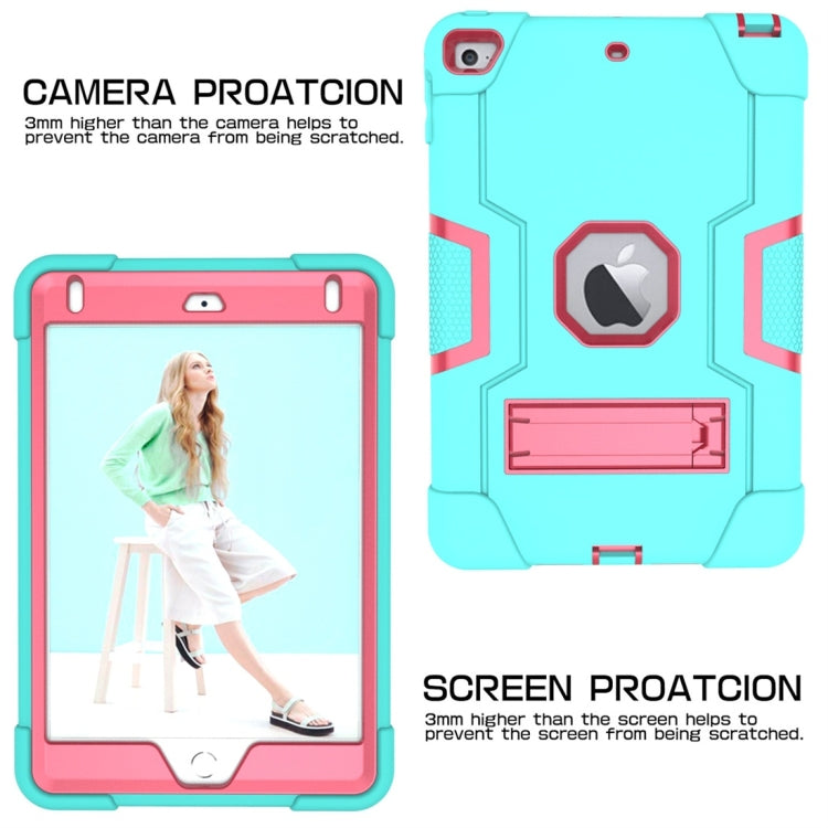 For iPad Mini 5 / 4 Contrast Color Silicone + PC Combination Case with Holder