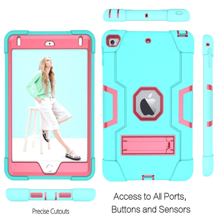 For iPad Mini 5 / 4 Contrast Color Silicone + PC Combination Case with Holder